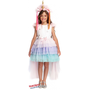 Vestito Carnevale Principessa Arcobaleno Costume Travestimento Bambina - 54146