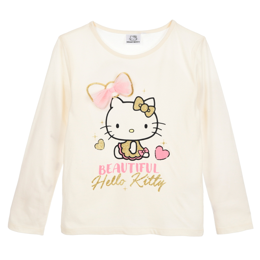 T-Shirt Manica Lunga Hello Kitty Sanrio Maglia Bambina 3/8 Anni in Cotone - Zh10251