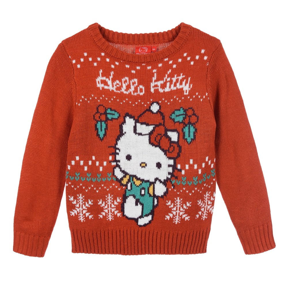 Maglione Natalizio Hello Kitty Sanrio in Acrilico per Bambine 3/8 Anni - Zh10247