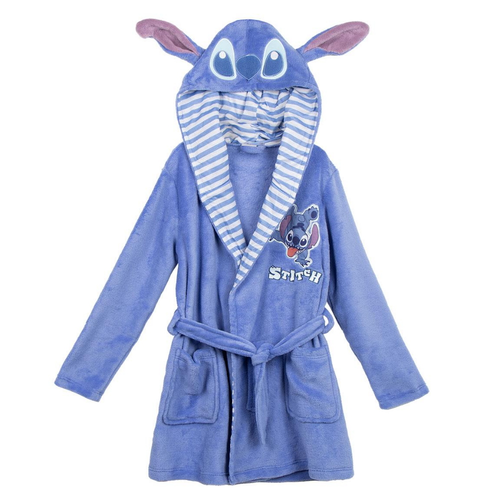 Vestaglia Stitch DISNEY con Cappuccio 3d in Morbido e Caldo Coral Fleece Giacca da Camera - 2473