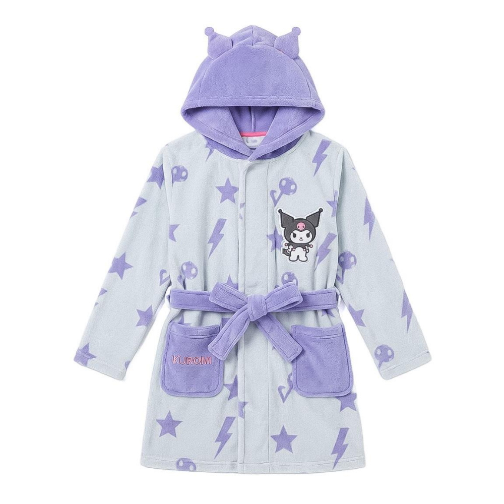 Vestaglia Kuromi Sanrio con Cappuccio 3d in Morbido e Caldo Coral Fleece Giacca da Camera - 3590