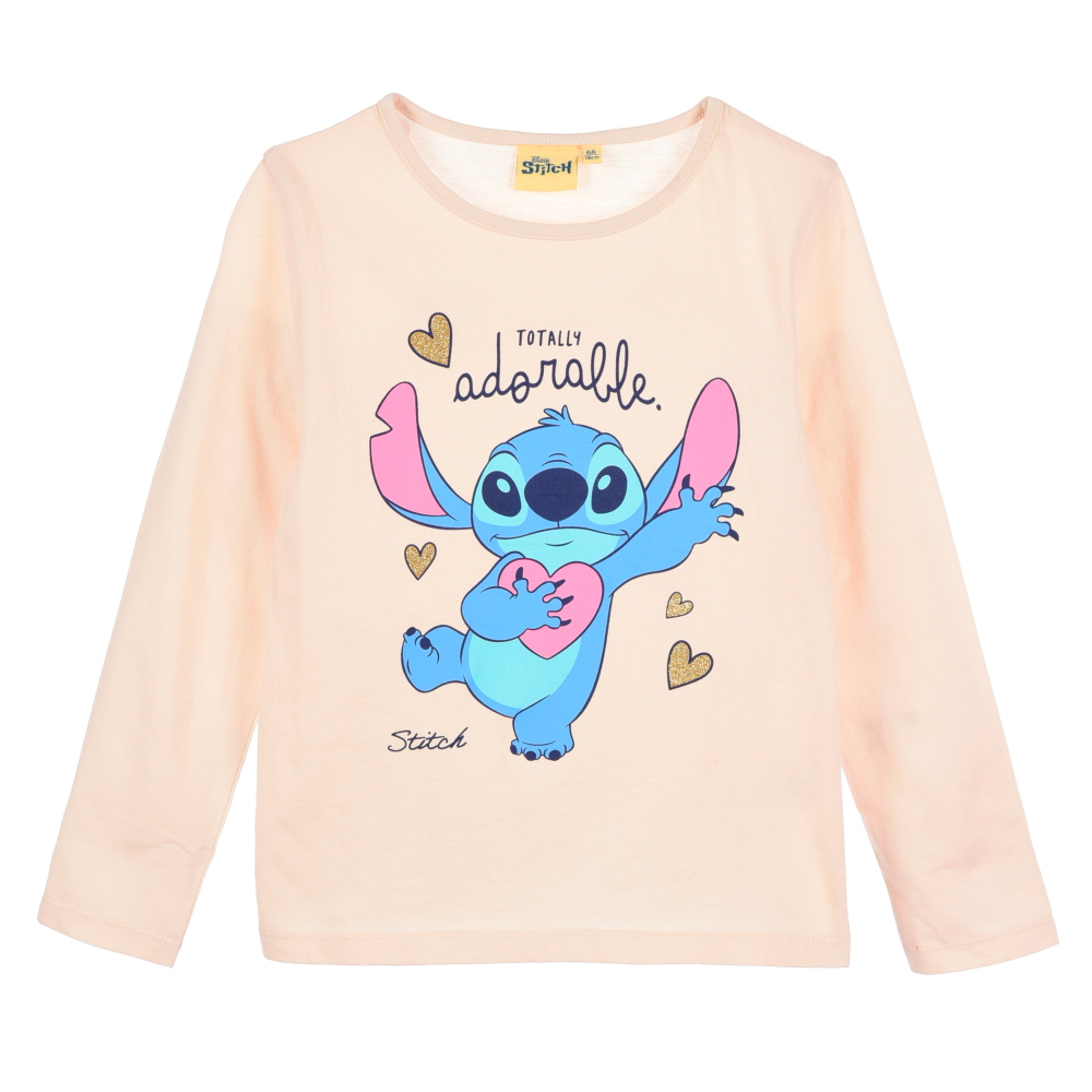 T-Shirt Manica Lunga Stitch Maglia Bambina 3/8 Anni in Cotone - Zh10360
