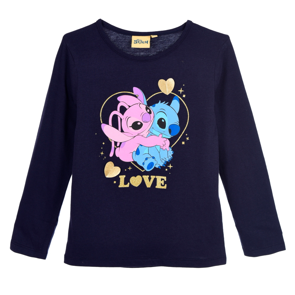 T-Shirt Manica Lunga Stitch Angel DISNEY Maglia Bambina 3/8 Anni in Cotone - Zh10274