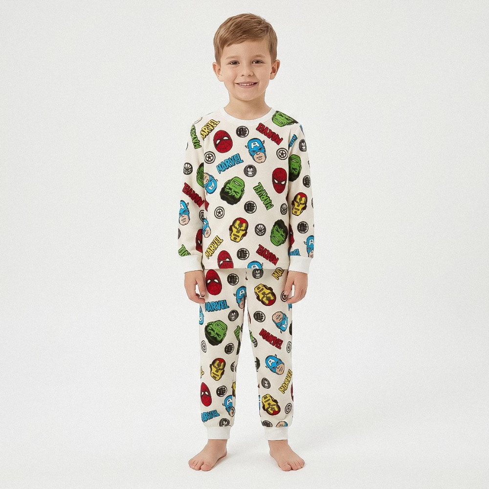 Pigiama Manica Lunga Avengers MARVEL in Caldo Pile Maglia e Pantaloni - 3579