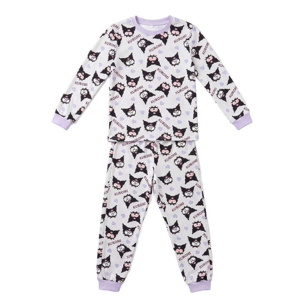 Pigiama Manica Lunga Kuromi Sanrio in Caldo Pile Maglia e Pantaloni - 3580