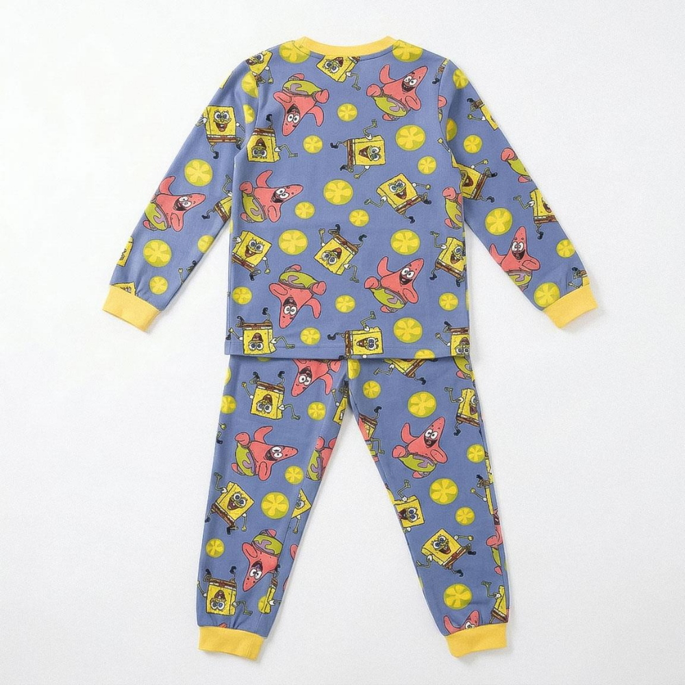Pigiama Manica Lunga Spongebob Patrick in Caldo Pile Maglia e Pantaloni - 3622