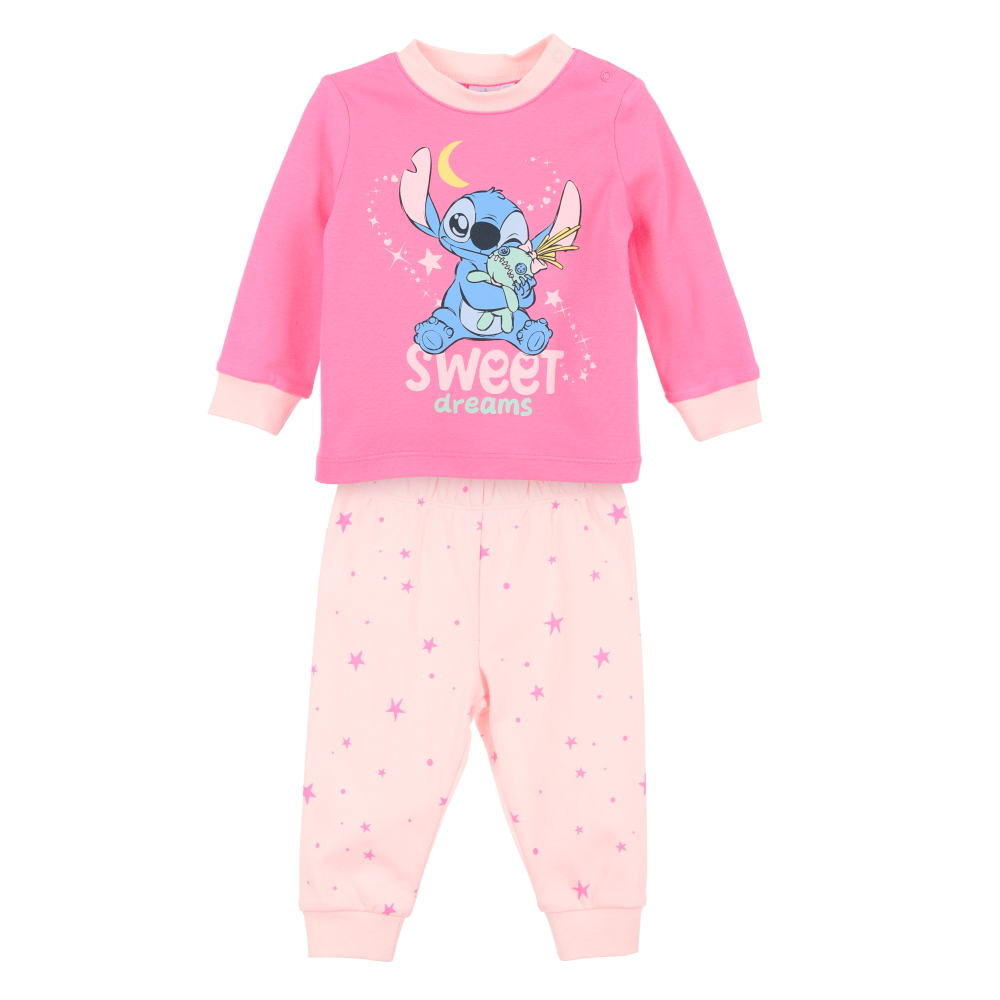 Pigiama Manica Lunga Stitch DISNEY Neonata in Cotone - Zh03086fucsia