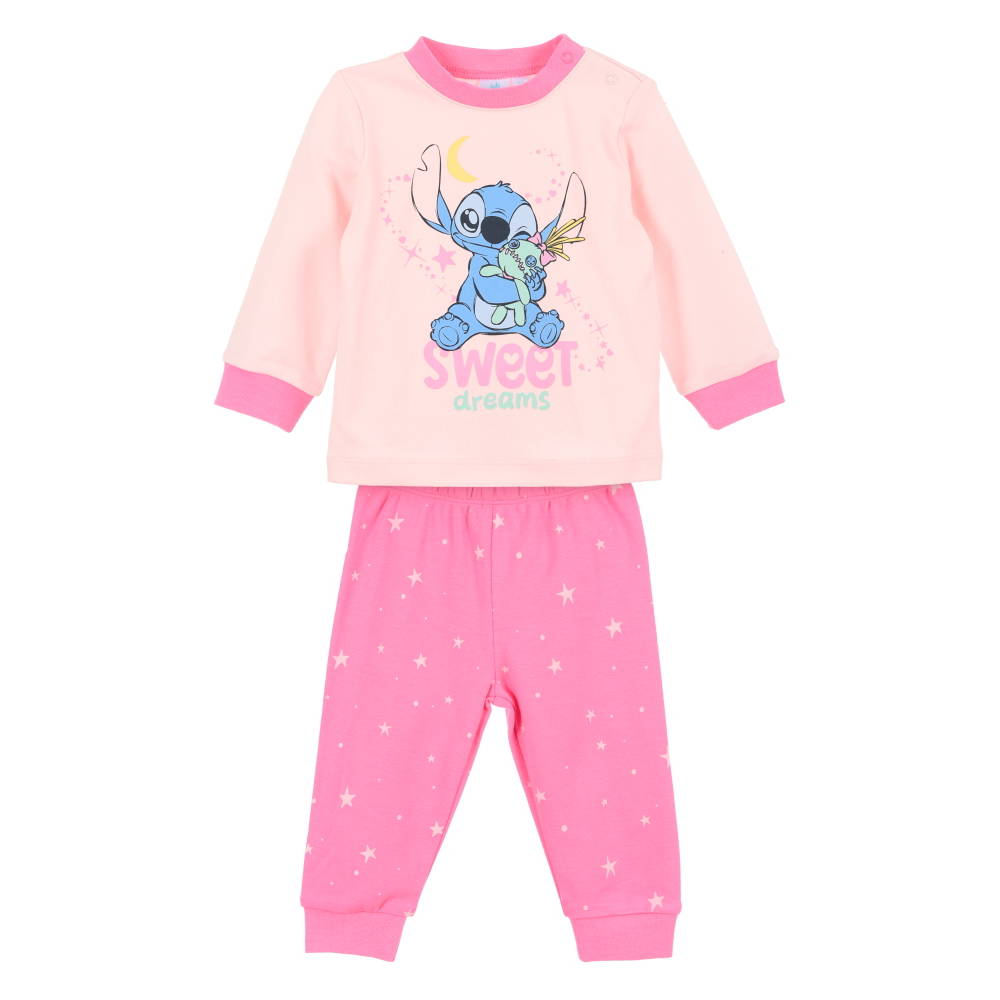 Pigiama Manica Lunga Stitch DISNEY Neonata in Cotone - Zh03086rosa