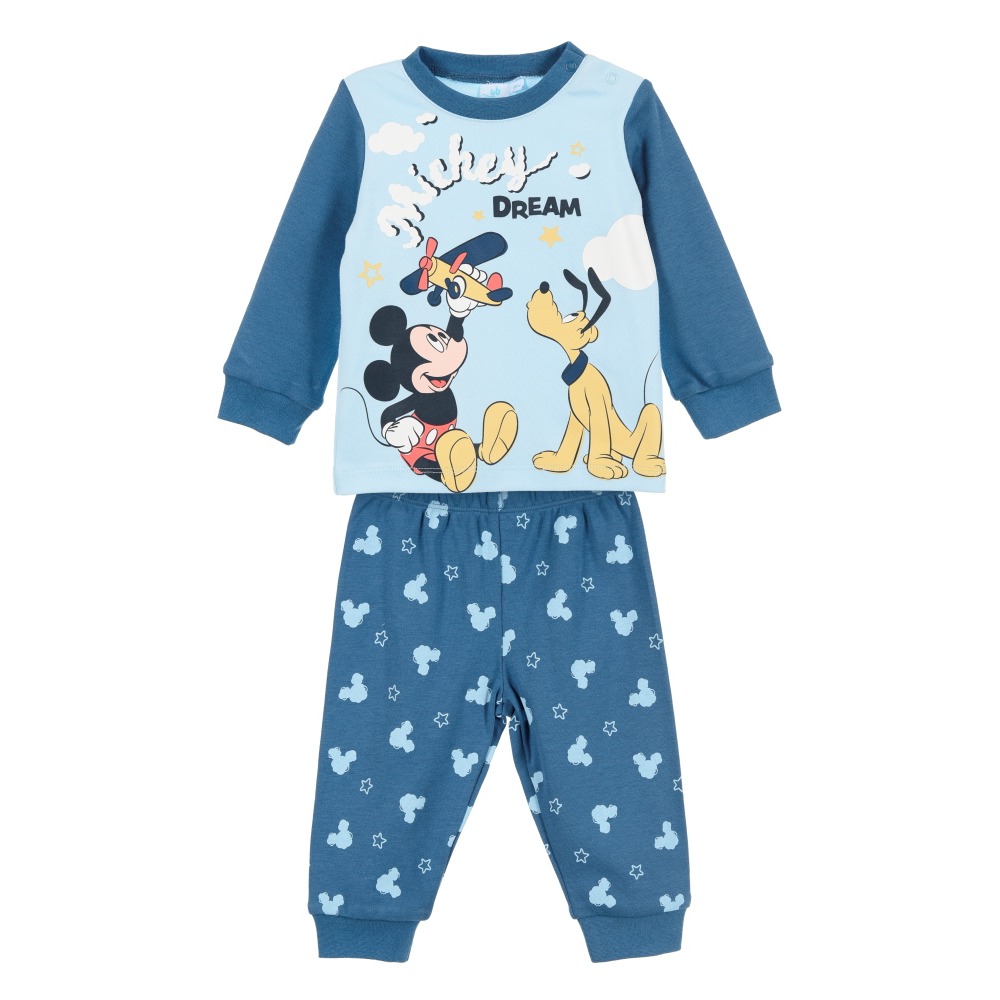 Pigiama Manica Lunga Topolino DISNEY Neonato in Cotone - Zh03079blu
