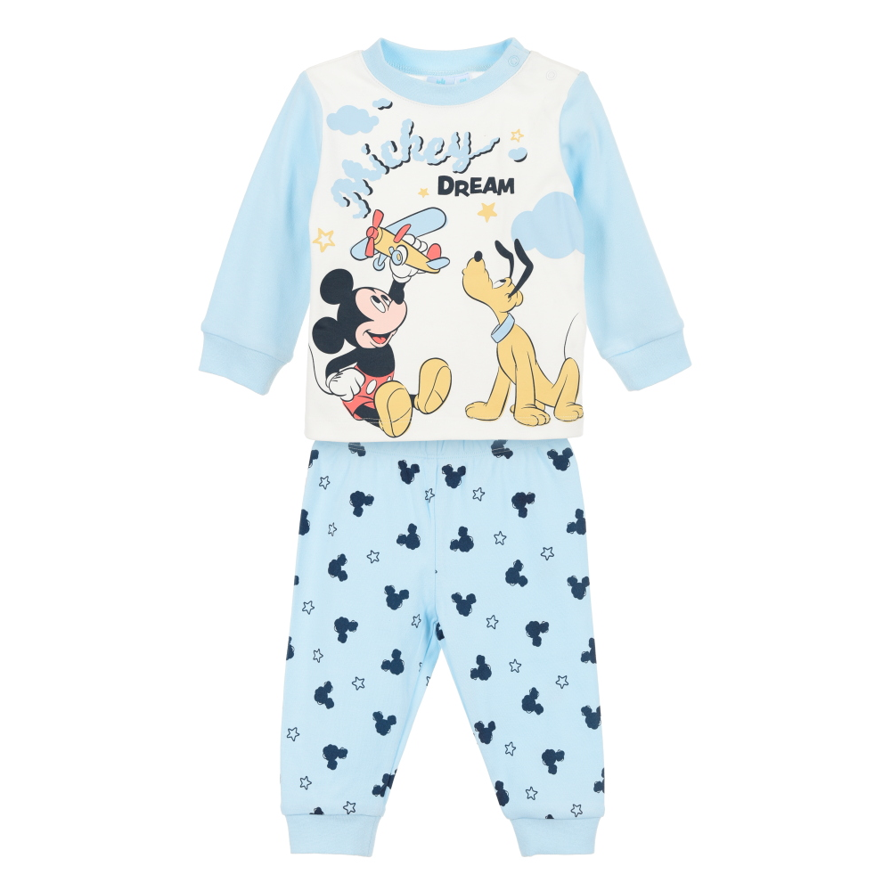 Pigiama Manica Lunga Topolino DISNEY Neonato in Cotone - Zh03079celeste