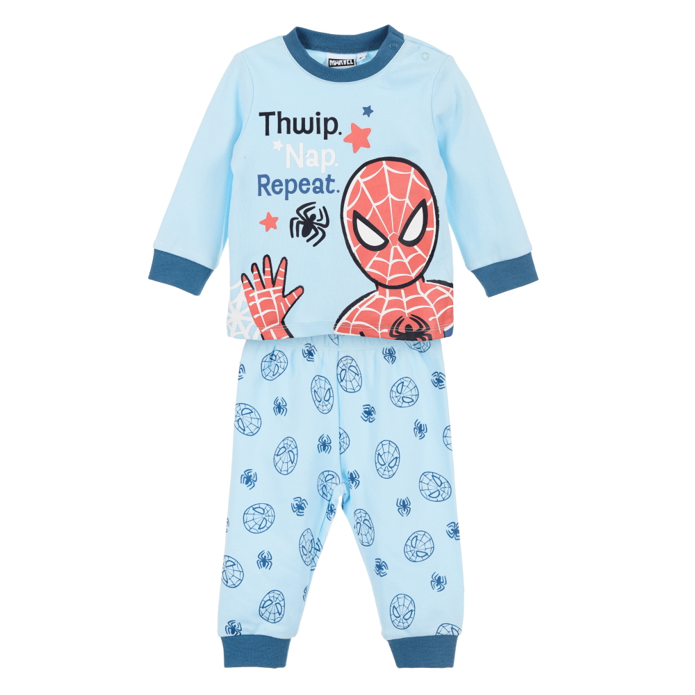 Pigiama Manica Lunga Spiderman MARVEL Neonato in Cotone - Zh03050celeste