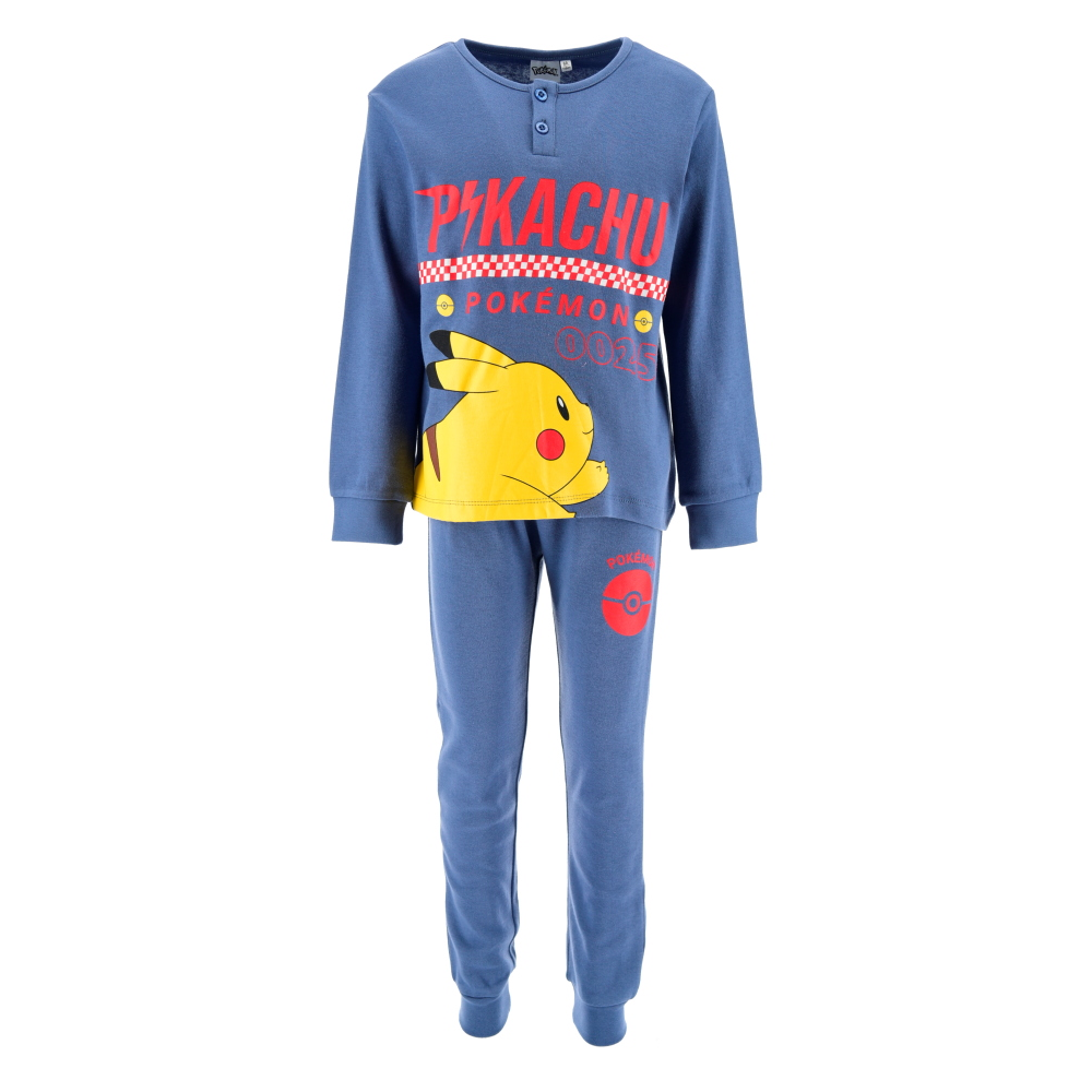 Pigiama Manica Lunga Pikachu Pokémon Bambino in Cotone - Zh20164blu