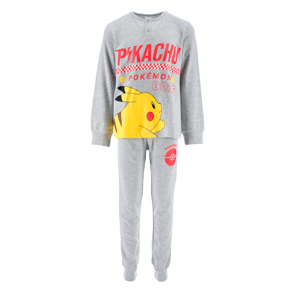 Pigiama Manica Lunga Pikachu Pokémon Bambino in Cotone - Zh20164grigio