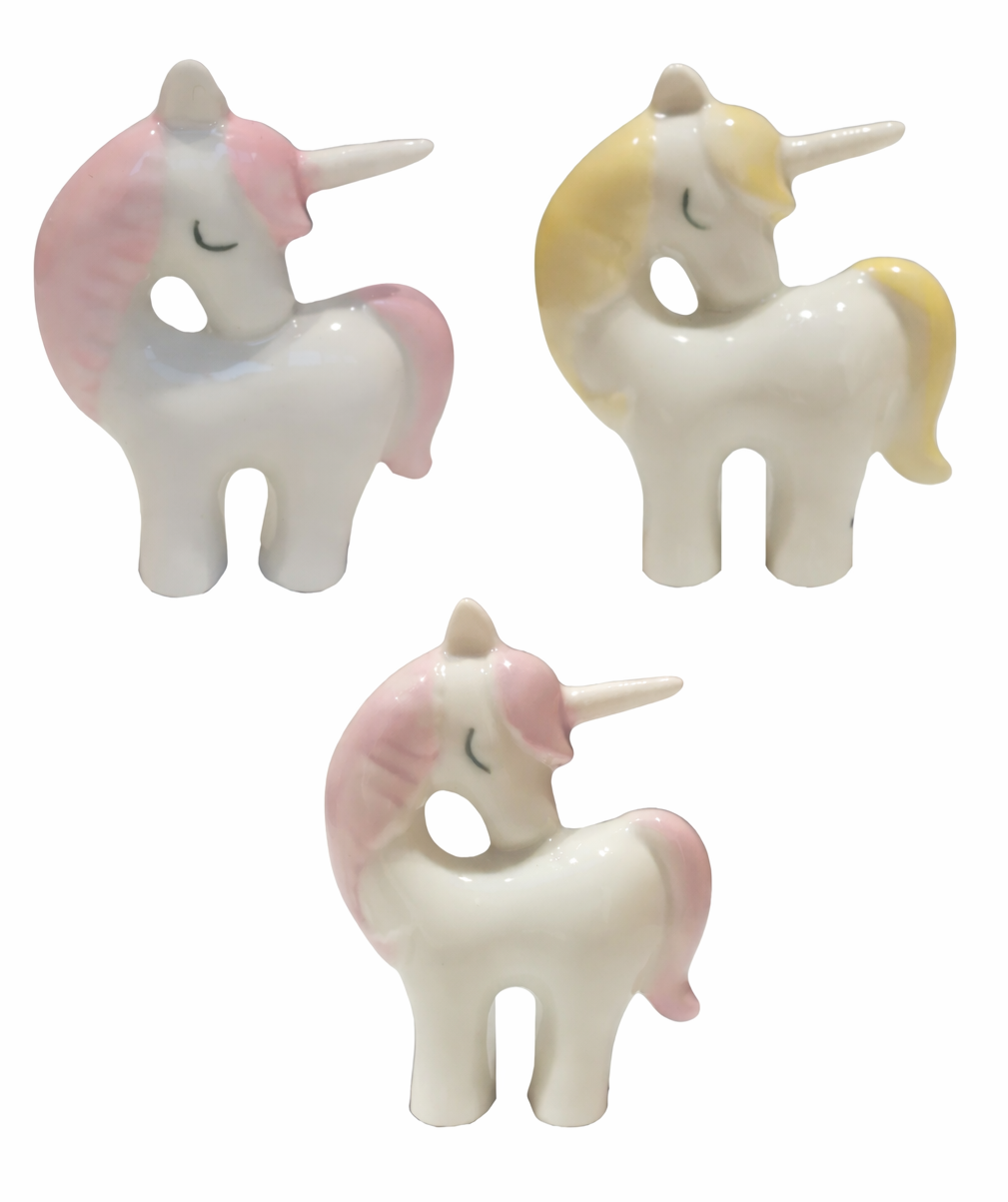 Bomboniera Statuina Unicorno in Porcellana Assortita in 3 Colori Ilary Queen - Iq3209