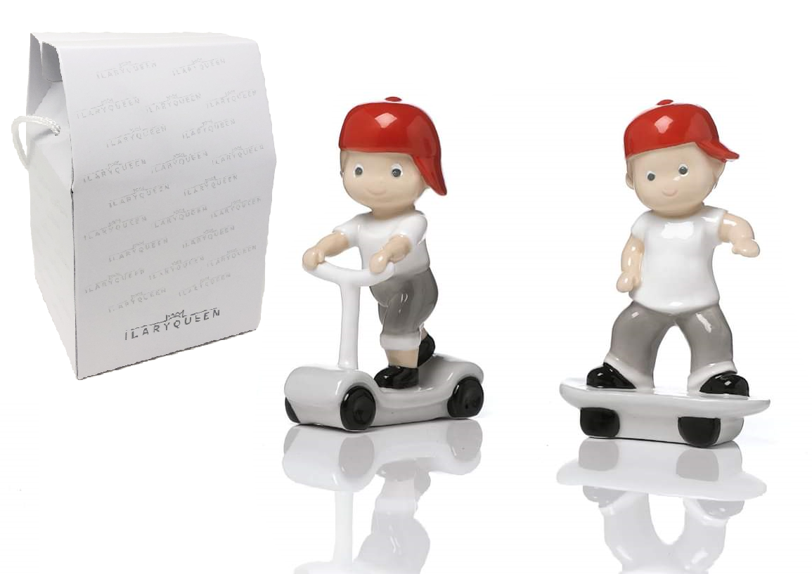 Bomboniera Statuina Bimbo Hip Hop in Porcellana Assortito in 2 Figure Ilary Queen - Iq3373