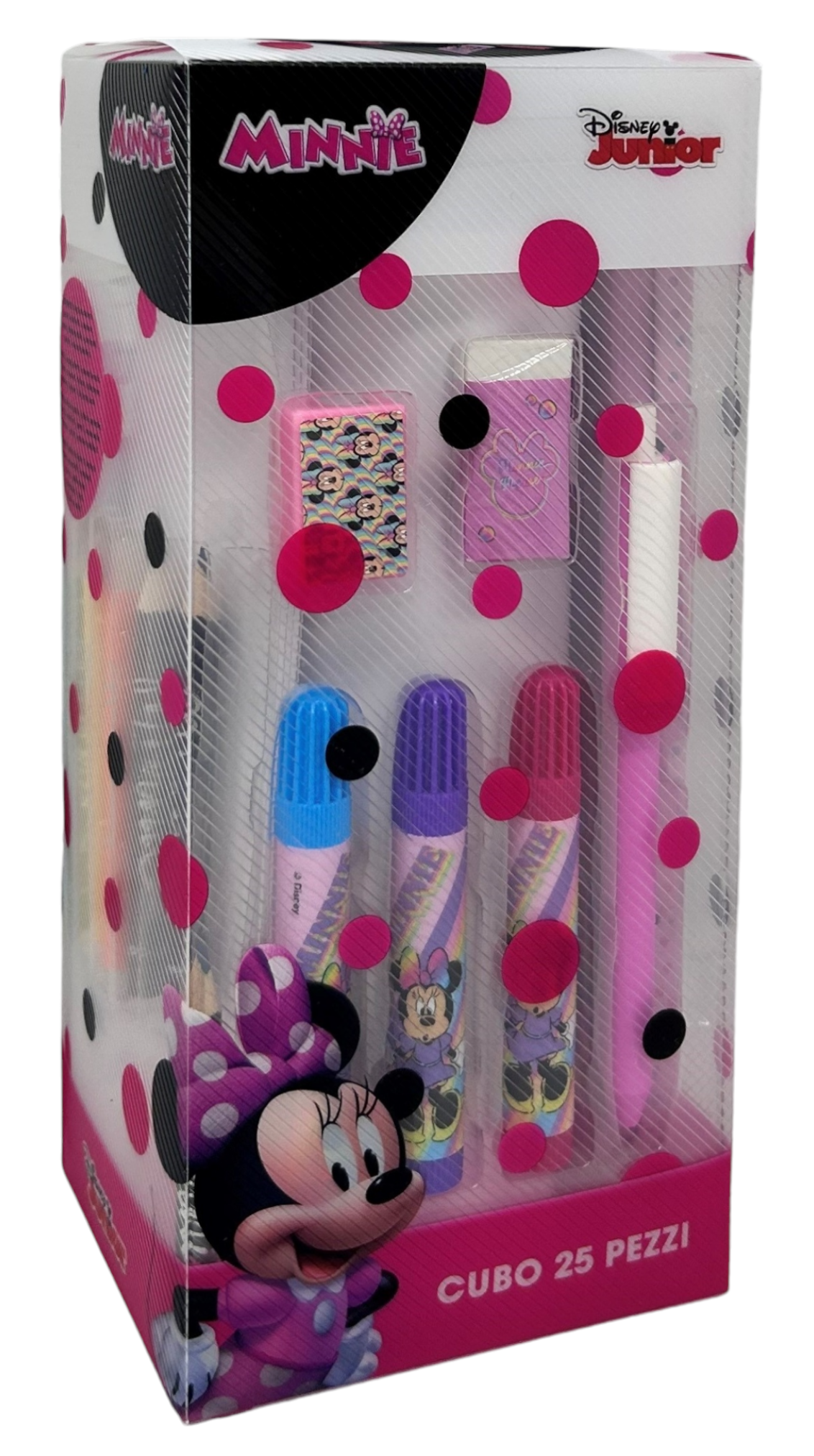 Cubo Cancelleria Minnie Mouse DISNEY Confezione 25 Pezzi Kit per Disegnare e Colorare - Min0583