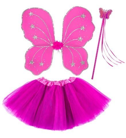 Set Fatina Magica Ali Gonna Bacchetta Accessori Vestito Travestimento Carnevale Bambina 96543
