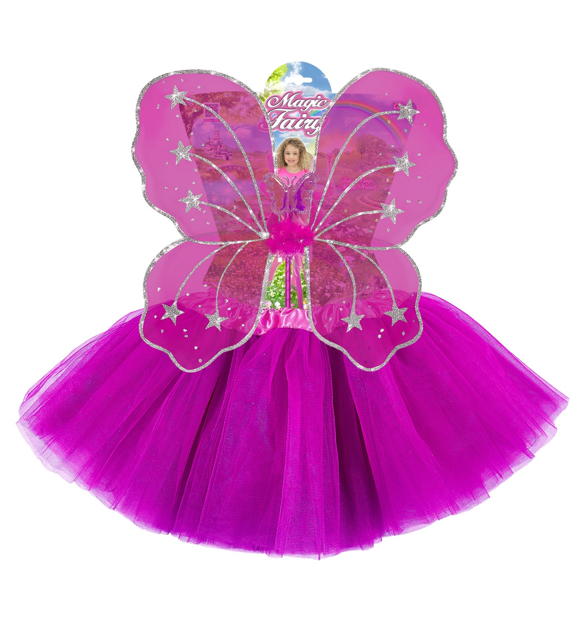 Set Fatina Magica Ali Gonna Bacchetta Accessori Vestito Travestimento Carnevale Bambina 96543