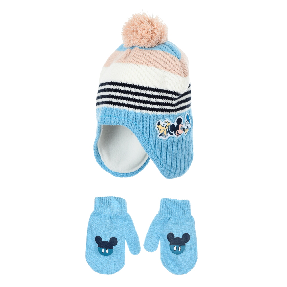 Cappello con Guanti Topolino DISNEY Accessorio Invernale per Neonato 100% Acrilico - Zh45026beige