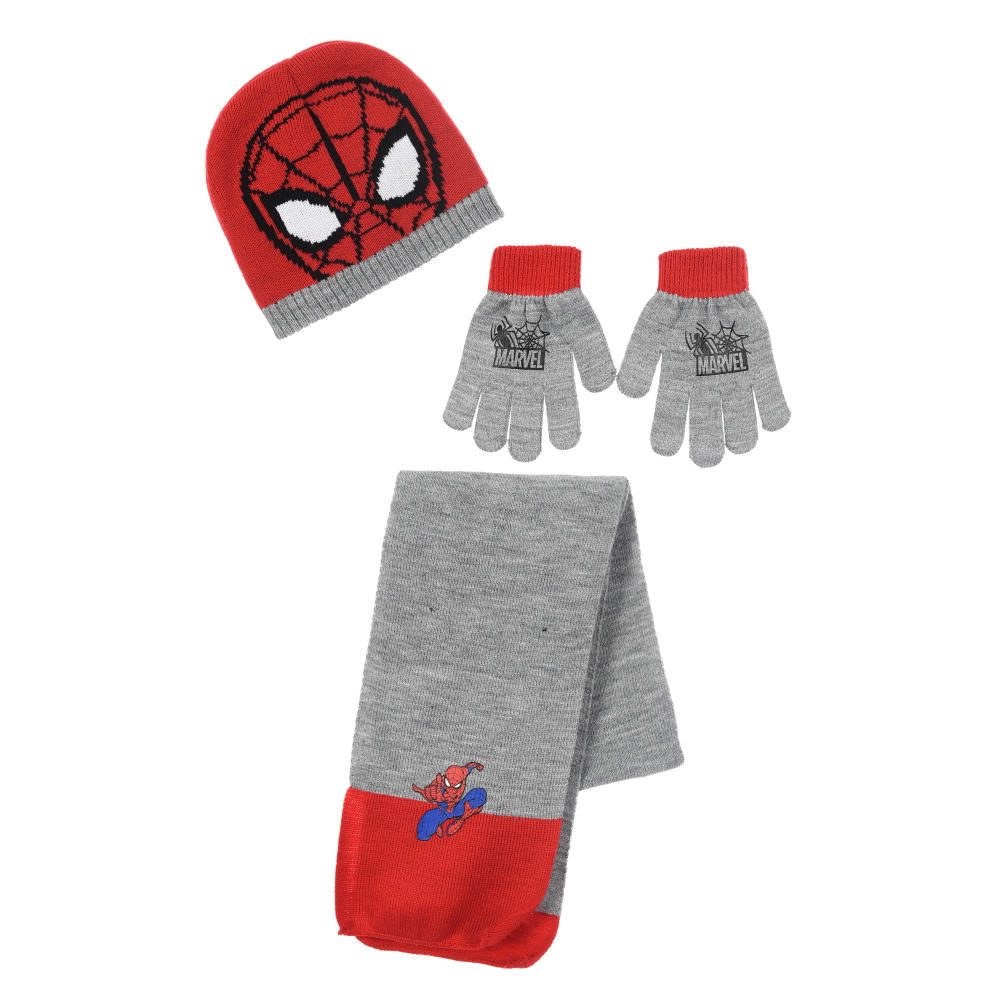 Cappello con Sciarpa e Guanti Spiderman MARVEL Accessorio Invernale per Bambini 100% Acrilico - Zh40121