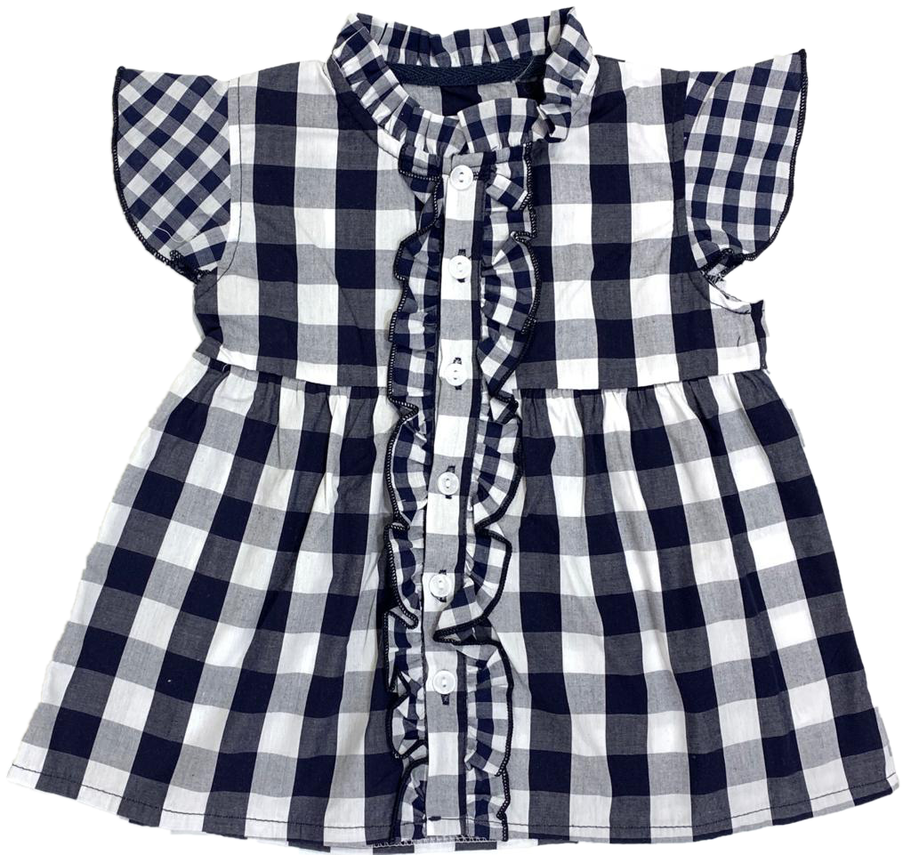 Camicia Yours Baby Bambina Quadri Blu Taglie 3/7 Anni - Y8157/b