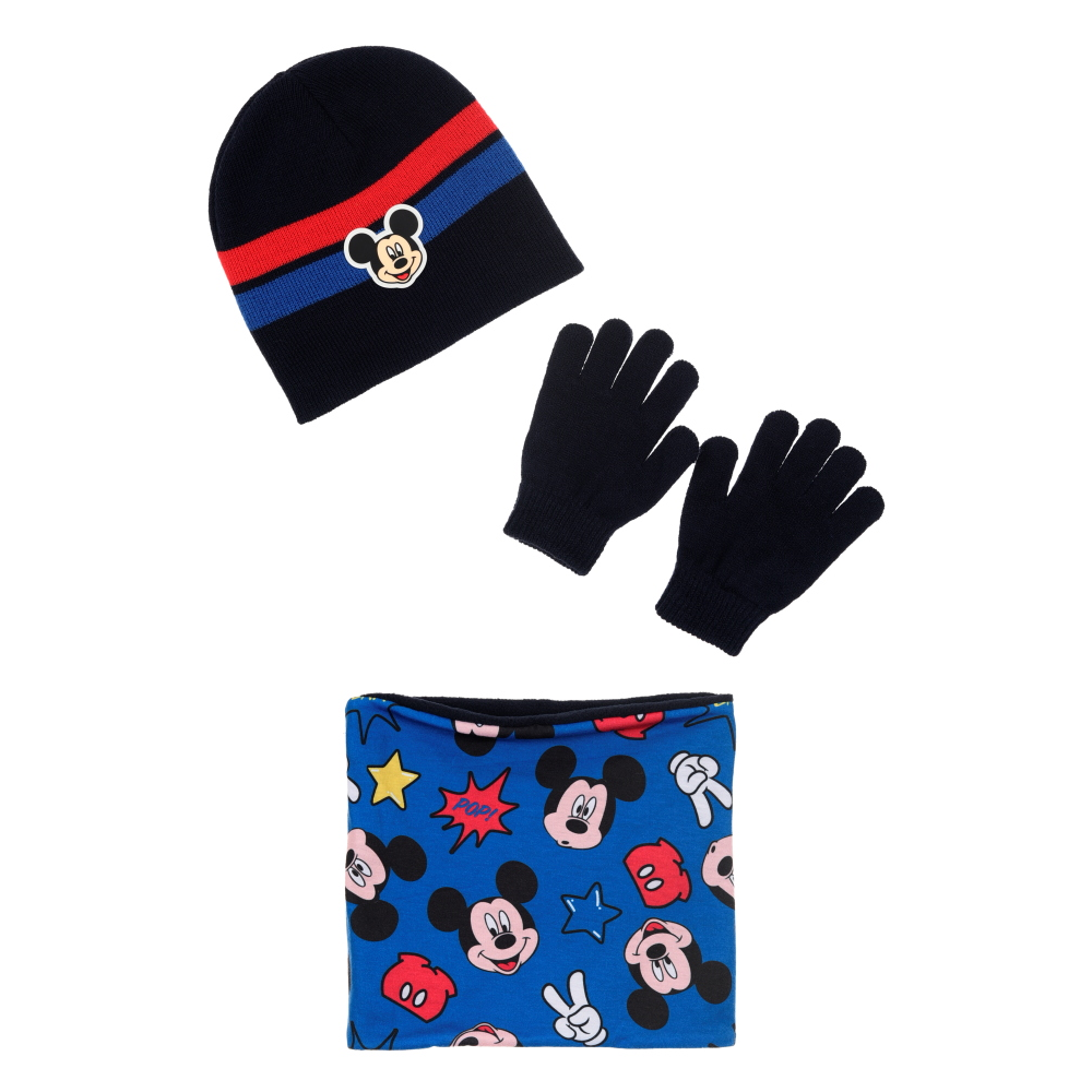 Cappello con Scaldacollo e Guanti Topolino DISNEY Accessorio Invernale per Bambine 100% Acrilico - Zh40123nero