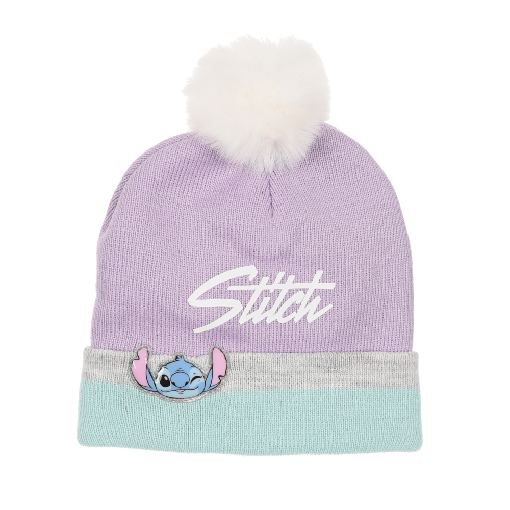 Cappello con Scaldacollo e Guanti Stitch DISNEY Accessorio Invernale per Bambine 100% Acrilico - Zh40037lilla