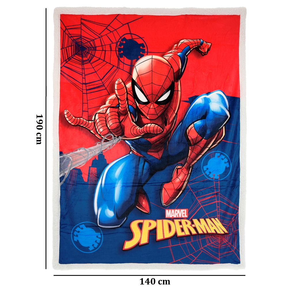 Plaid Spiderman MARVEL in Sherpa Coperta in 100% Poliestere 380 Gsm 190 X 140 CM per Bambini - Zh46049