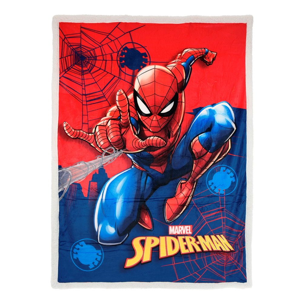 Plaid Spiderman MARVEL in Sherpa Coperta in 100% Poliestere 380 Gsm 190 X 140 CM per Bambini - Zh46049
