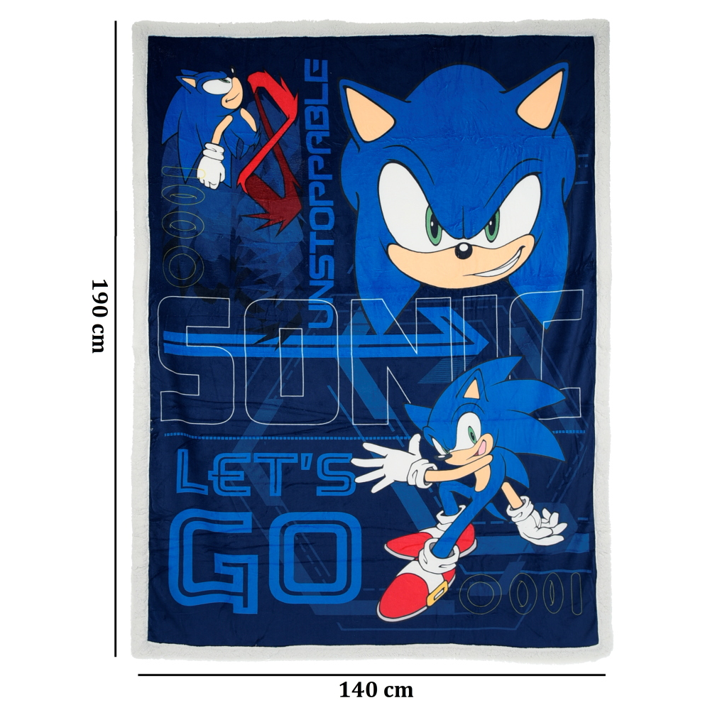 Plaid Sonic in Sherpa Coperta in 100% Poliestere 380 Gsm 190 X 140 CM per Bambini - Zh46051