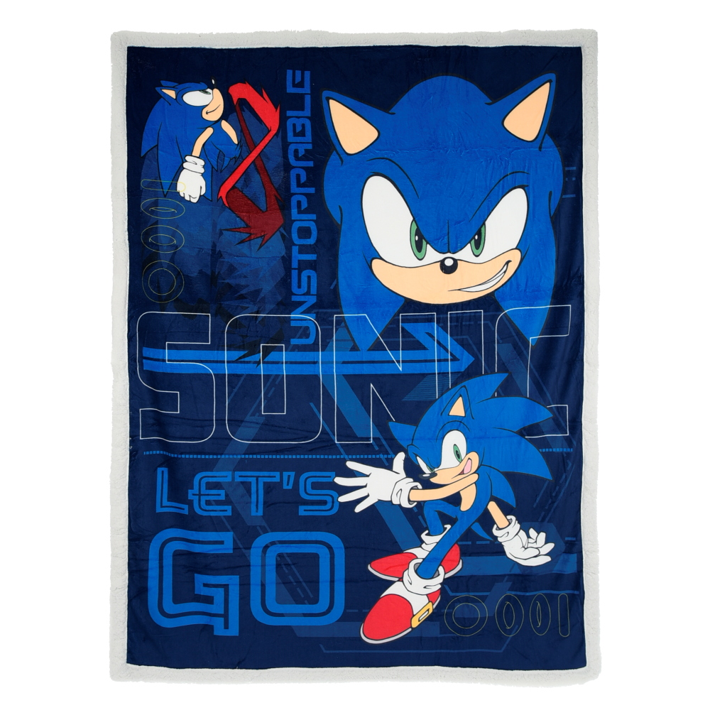 Plaid Sonic in Sherpa Coperta in 100% Poliestere 380 Gsm 190 X 140 CM per Bambini - Zh46051