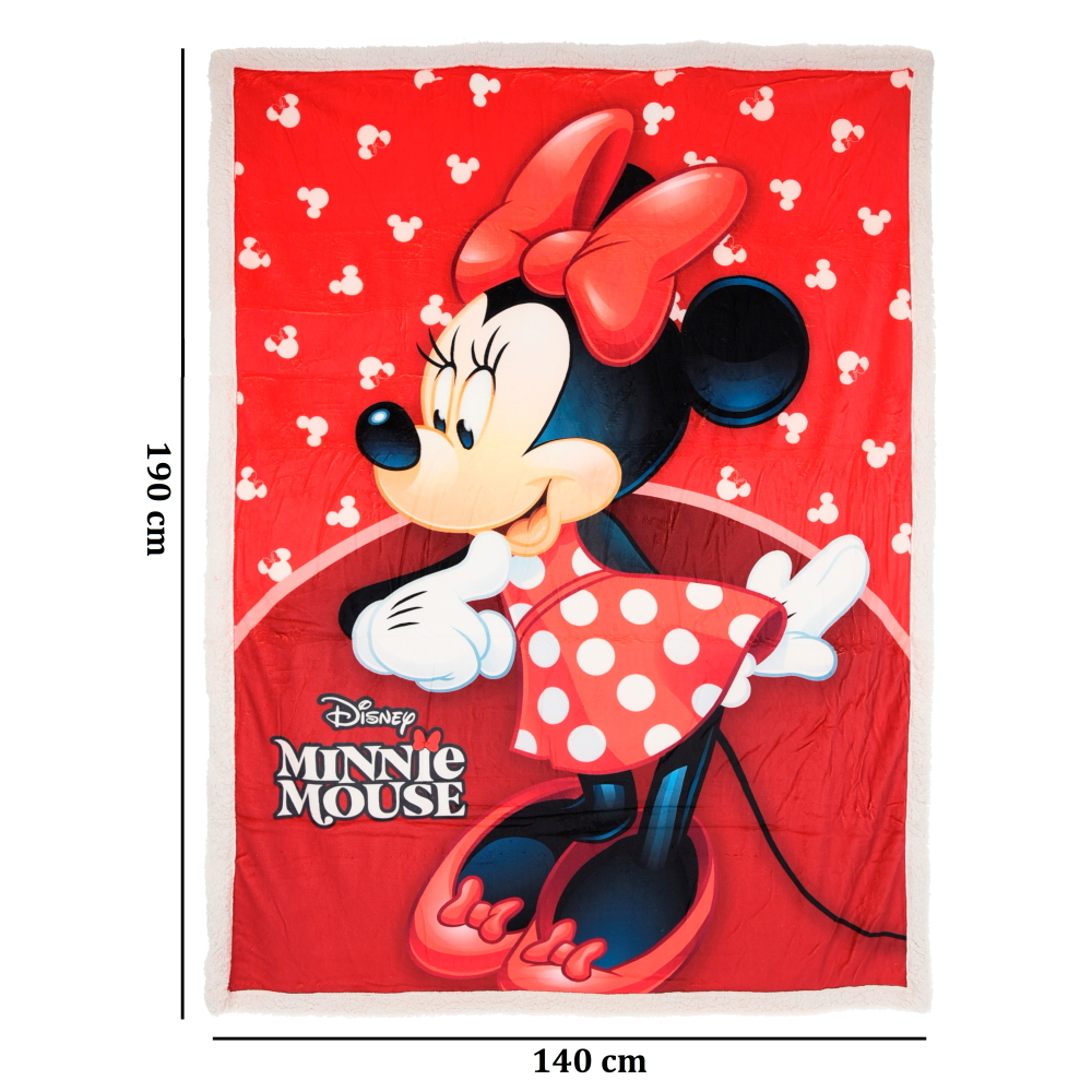 Plaid Minnie DISNEY in Sherpa Coperta in 100% Poliestere 380 Gsm 190 X 140 CM per Bambini - Zh46057