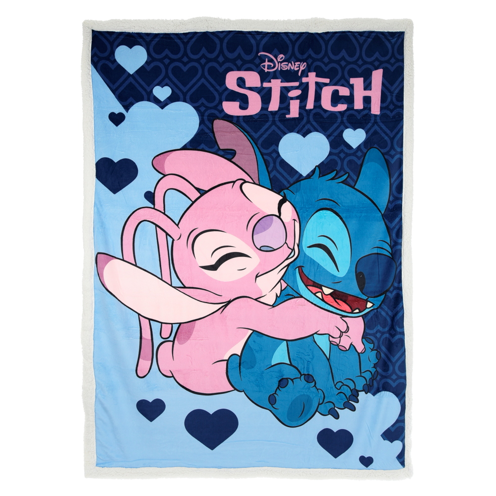 Plaid Stitch DISNEY in Sherpa Coperta in 100% Poliestere 380 Gsm 190 X 140 CM per Bambini - Zh46058