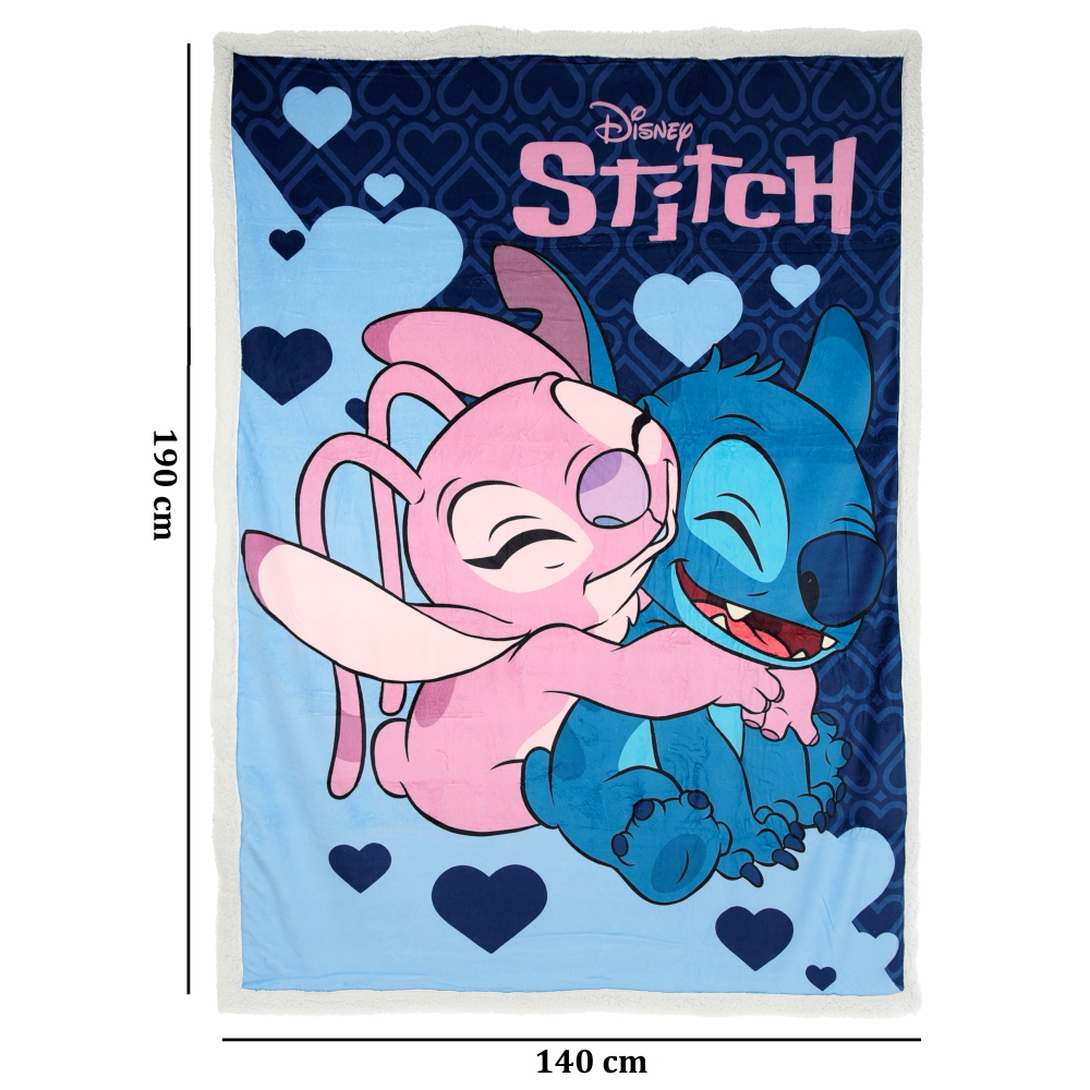 Plaid Stitch DISNEY in Sherpa Coperta in 100% Poliestere 380 Gsm 190 X 140 CM per Bambini - Zh46058