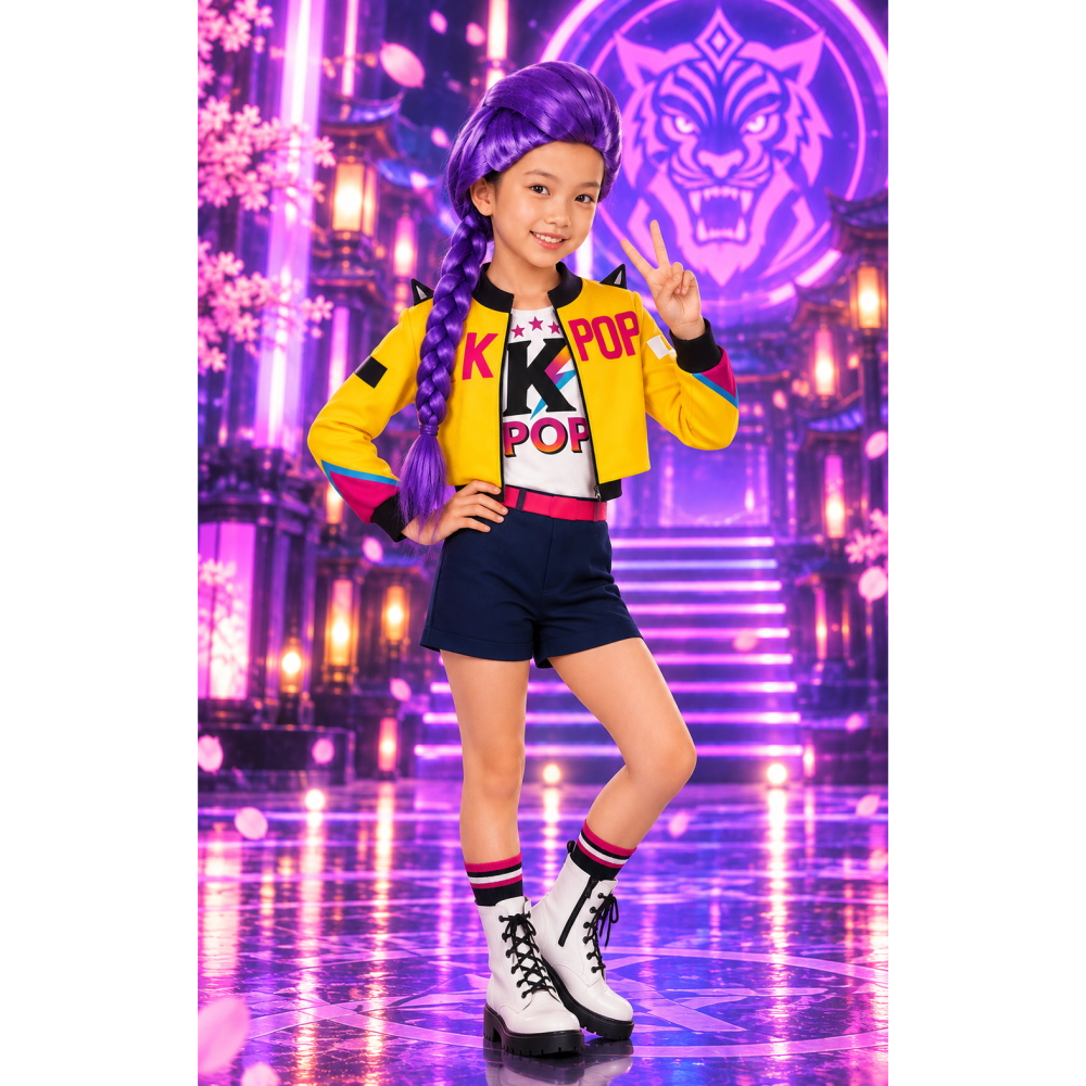 Parrucca Treccia Mystic Kpop Bambina Accessorio Travestimento Cosplay Rumi Huntrix - 48180