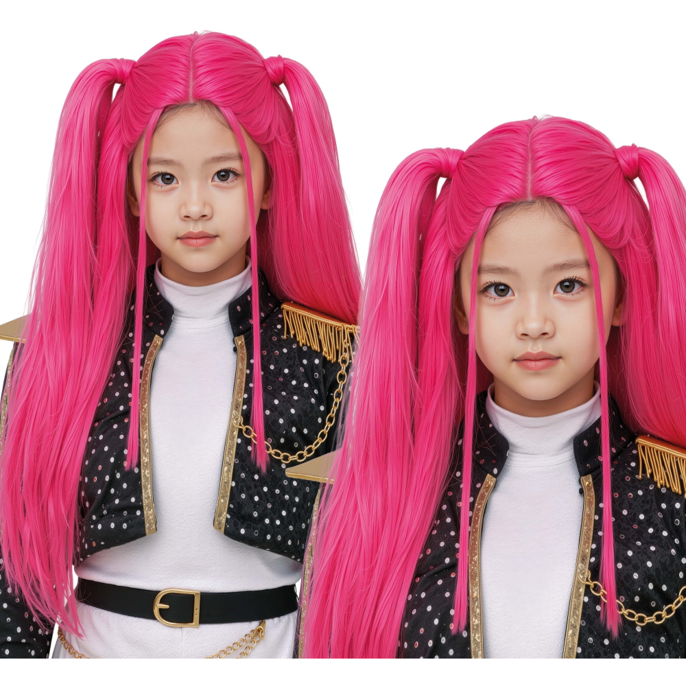 Parrucca Kpop Rosa Charm Bambina Accessorio Travestimento Cosplay Mira Huntrix - 48181