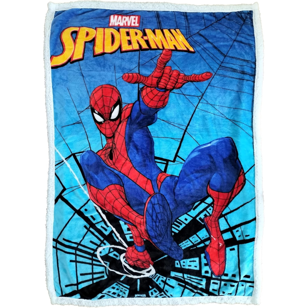 Plaid in Sherpa Spiderman MARVEL Coperta Doppio Strato 100 X 140 CM Bambino - Je13518