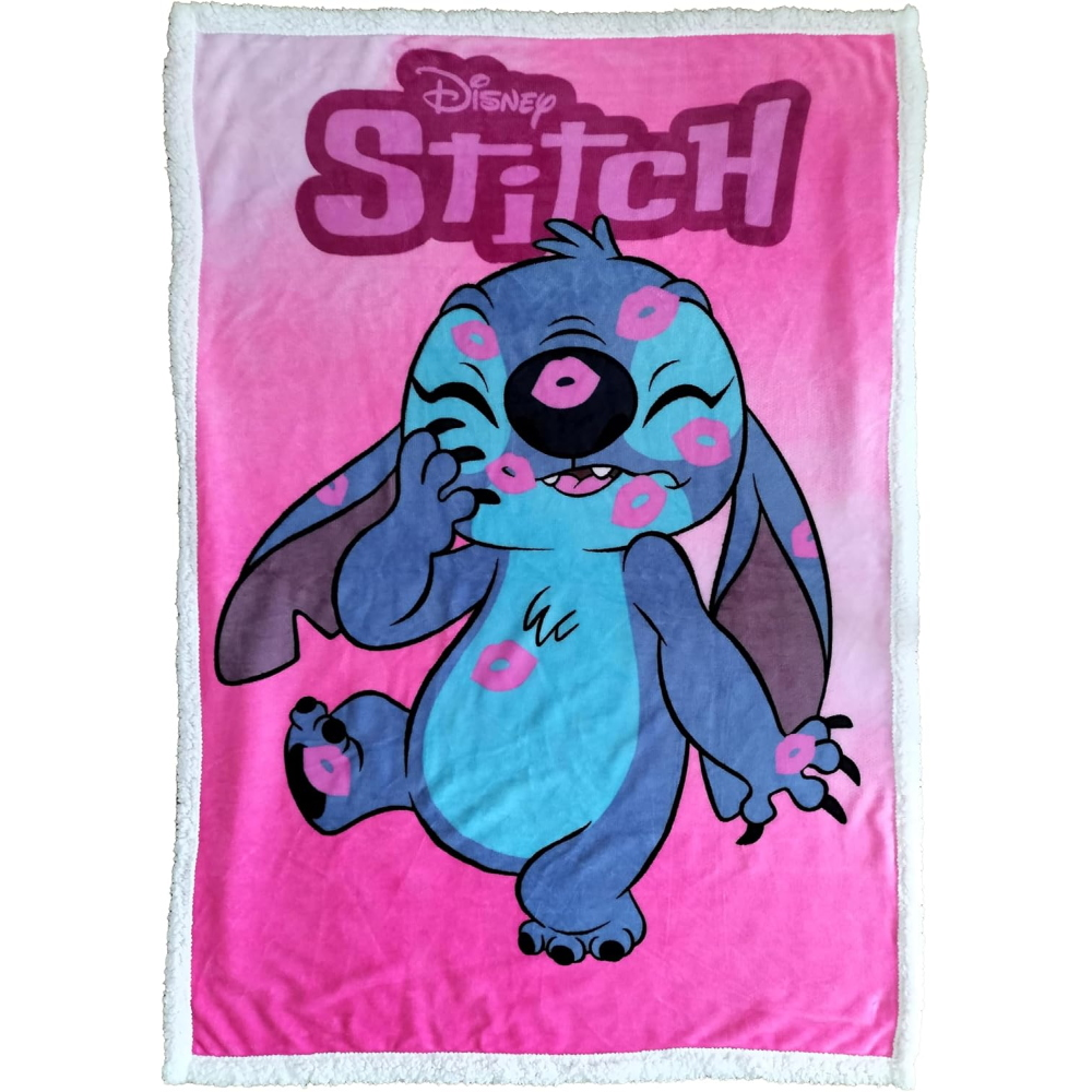 Plaid in Sherpa Stitch Rosa DISNEY Coperta Doppio Strato 100 X 140 CM Bambina - Je12442