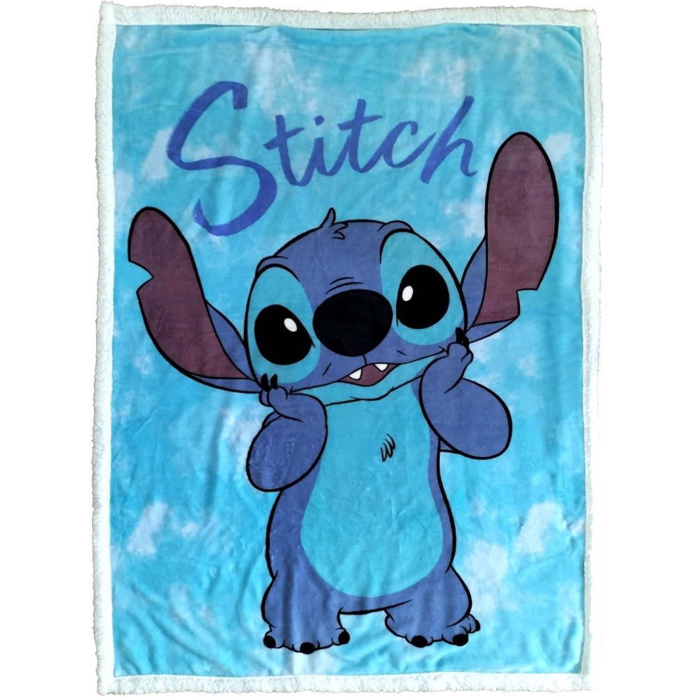 Plaid in Sherpa Stitch Blu DISNEY Coperta Doppio Strato 100 X 140 CM Bambino - Je12443
