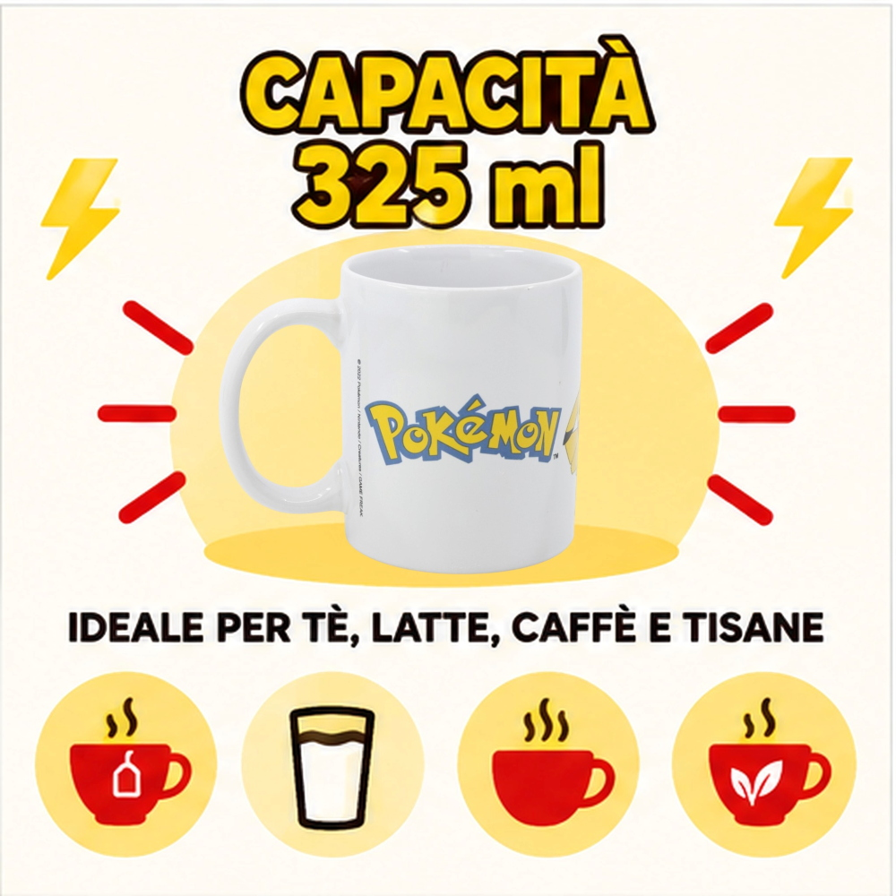 Tazza in Ceramica Pokémon Starter Pikachu Modello Mug 325 Ml in Confezione - 85995