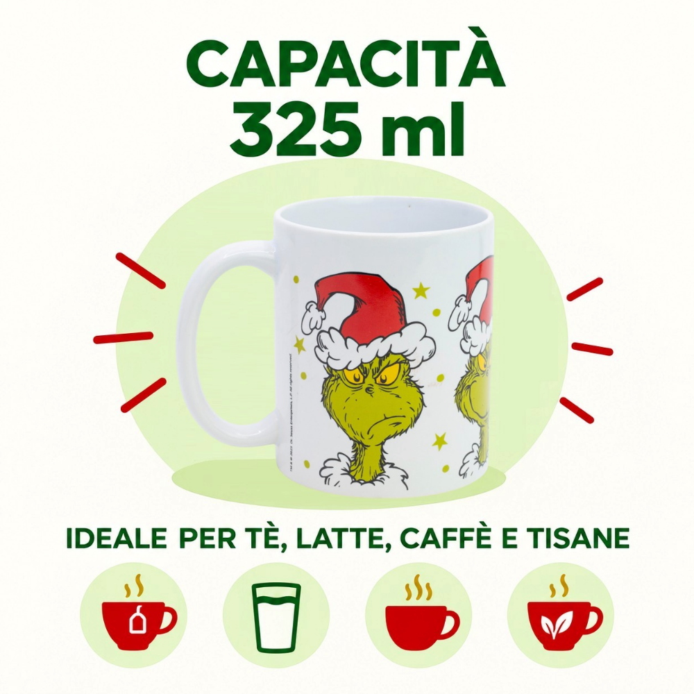 Tazza in Ceramica the Grinch Natale Modello Mug 325 Ml in Confezione - 86006