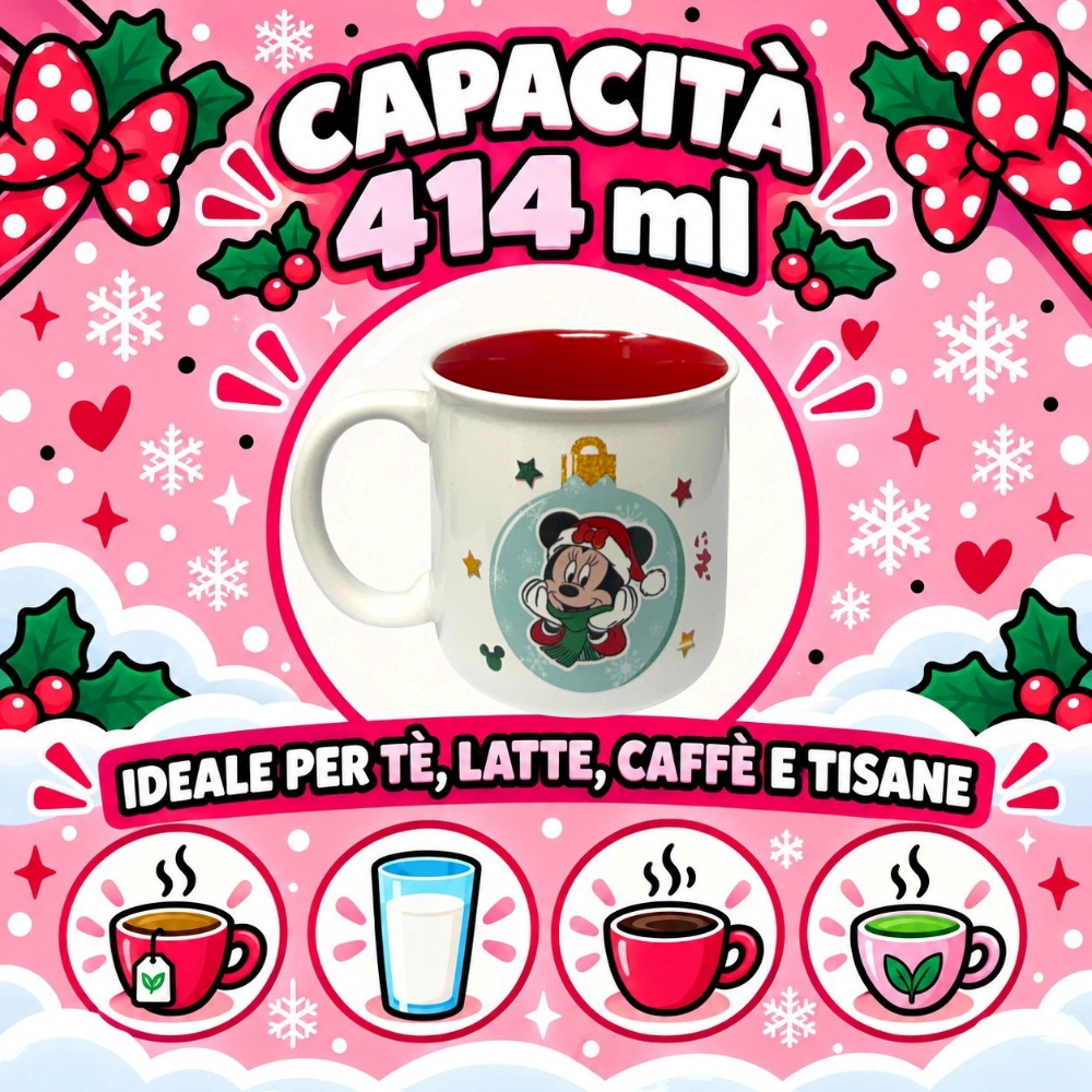 Tazza in Ceramica Minnie Mouse Natale DISNEY Modello Mug 414 Ml - 09198