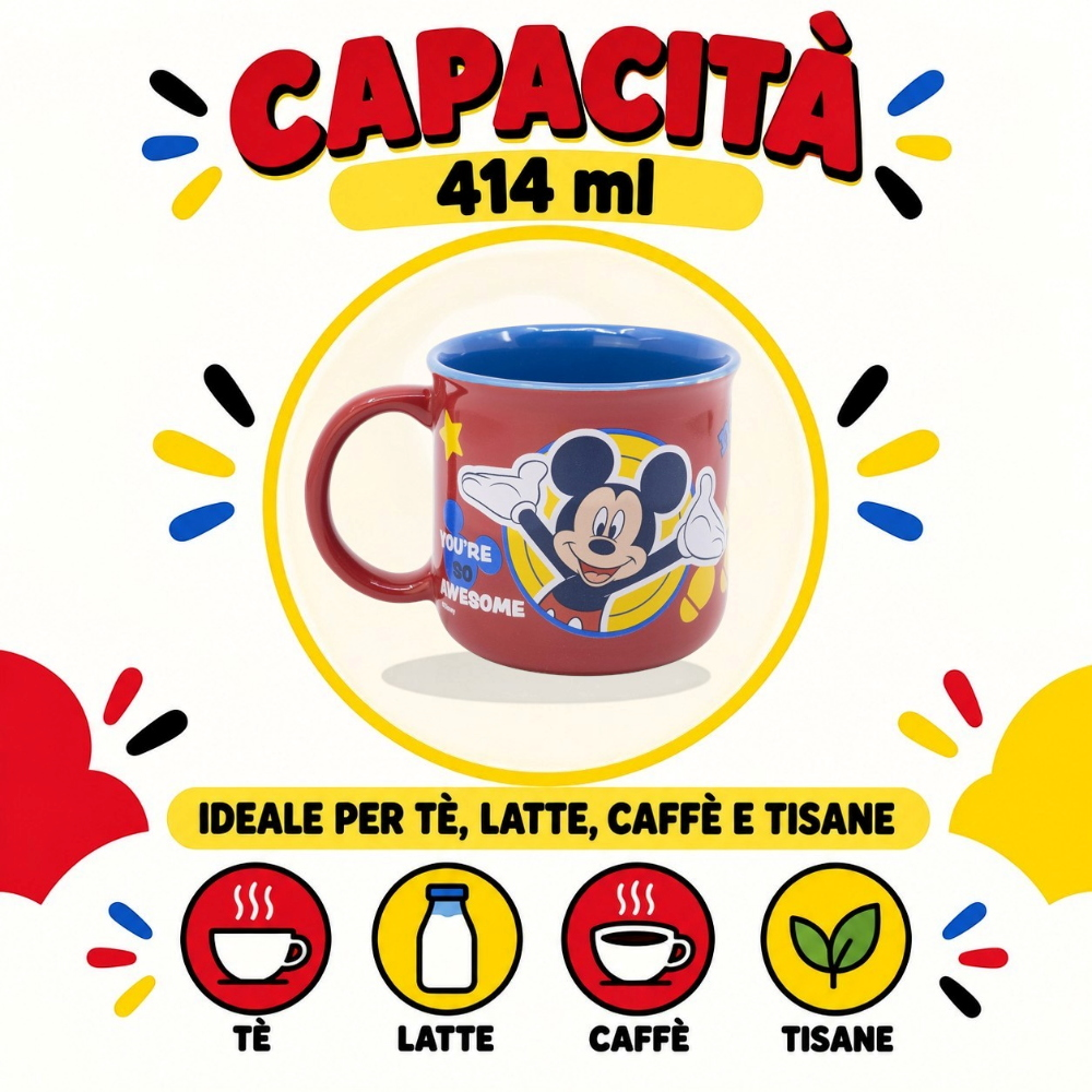 Tazza Topolino DISNEY Modello Mug Doppio Colore 355 Ml in Confezione- 83056