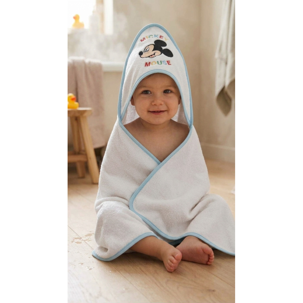 Accappatoio Triangolo Topolino Mickey Mouse DISNEY Neonato Bambino Asciugamano in Cotone - Mic1726/2