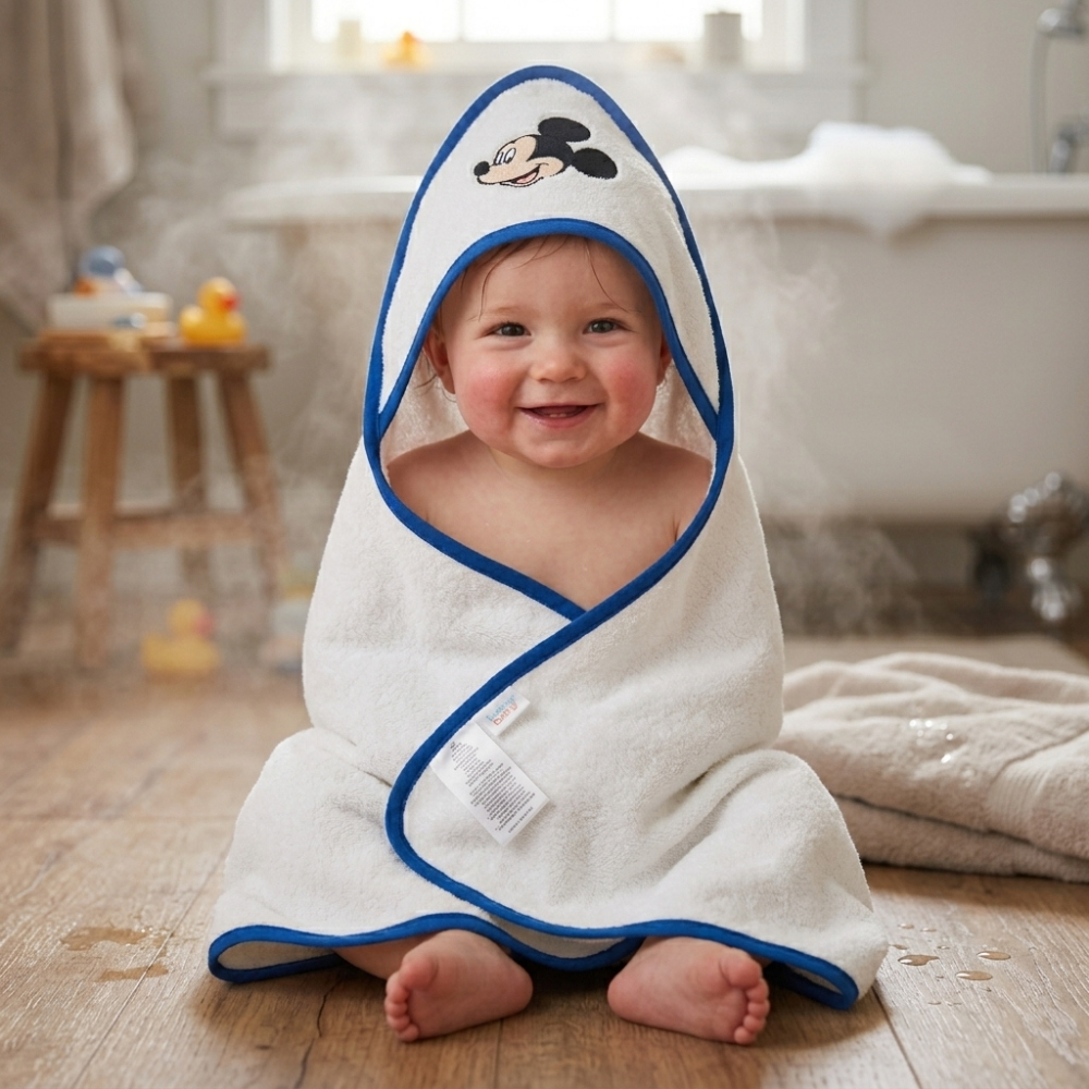 Accappatoio Triangolo Topolino Mickey Mouse DISNEY Neonato Bambino Asciugamano in Cotone - Mic1726/3