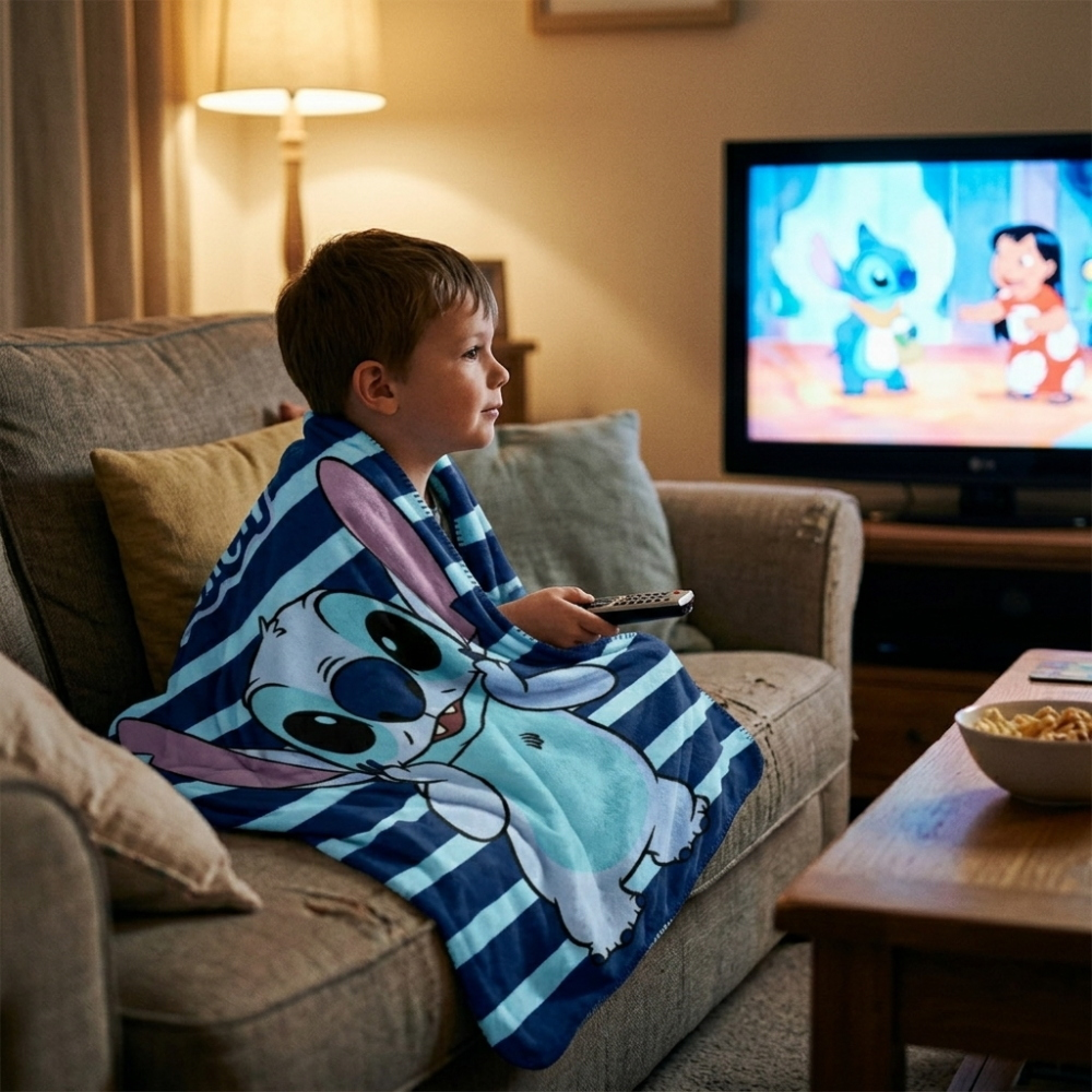 Plaid Stitch Blu DISNEY Coperta in Pile 220 Gsm 100 X 140 CM per Bambini - Je15477gf