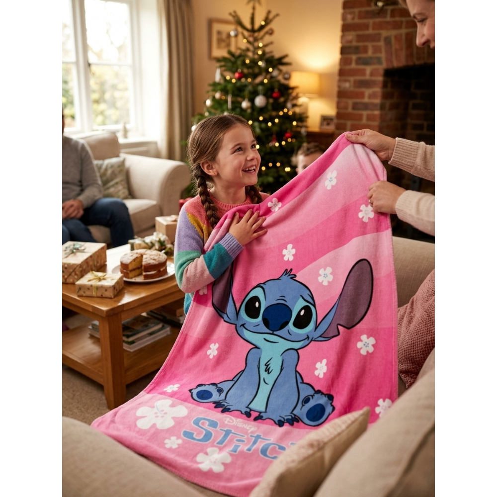 Plaid Stitch Rosa DISNEY Coperta in Pile 220 Gsm 100 X 140 CM per Bambine - Je15476gf