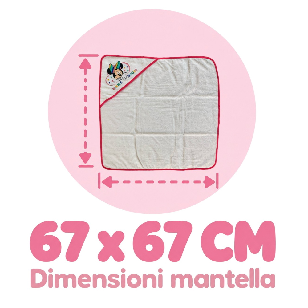 Accappatoio Triangolo Minnie Mouse DISNEY Neonato Bambina Asciugamano in Cotone - Min1727/2