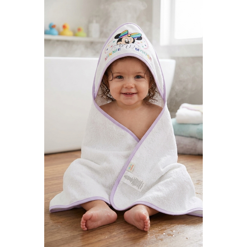 Accappatoio Triangolo Minnie Mouse DISNEY Neonato Bambina Asciugamano in Cotone - Min1727/3