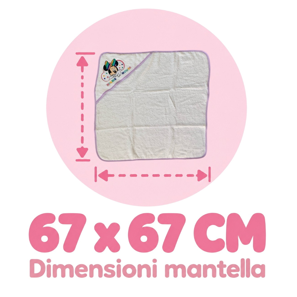 Accappatoio Triangolo Minnie Mouse DISNEY Neonato Bambina Asciugamano in Cotone - Min1727/3